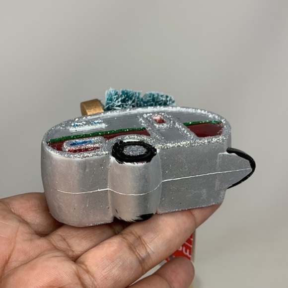 RV camper trailer w tree Christmas tree ornament holiday decoration retro new - Picture 9 of 14